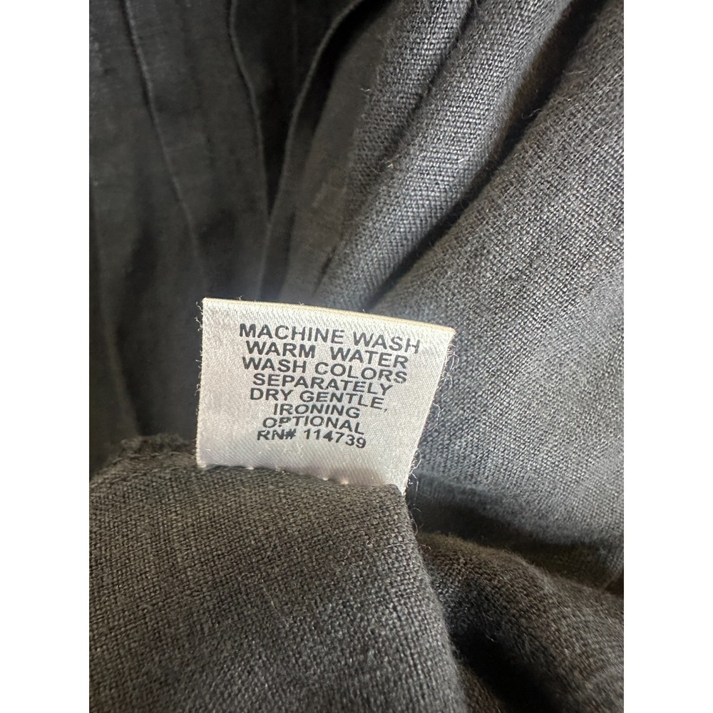 FLAX Faded Black 100% Linen Sleeveless Pleated Front Midi Shift Dress Size Small - Picture 8 of 10